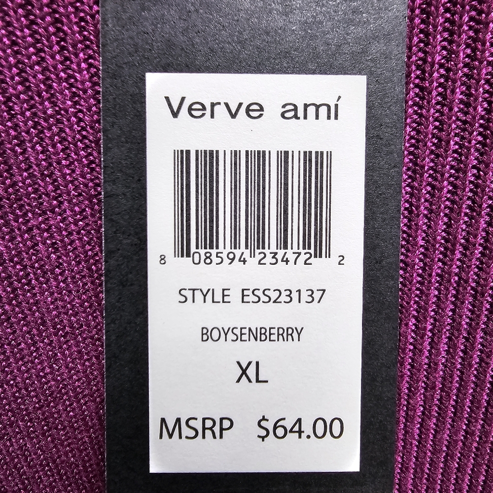 Verve Ami Boysenberry Ribbed Open Front Long Cardigan Sweater XL NWT Rayon - Picture 3 of 8